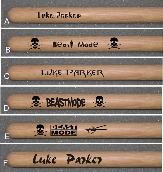 Custom Laser Engraved Drum Sticks